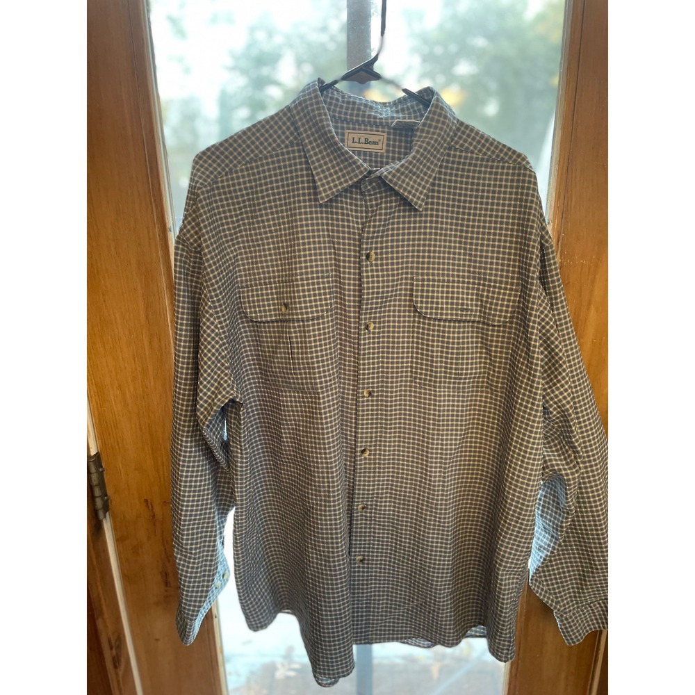 L.L.Bean Mens‎ Extra Large Blue Plaid Button Down Long Sleeve Shirt VTG